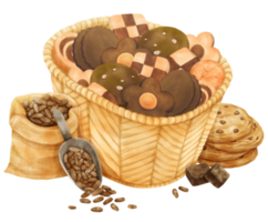 cesto di biscotti ad acquerello png