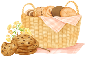watercolor basket of cookies png