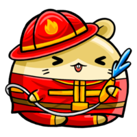 Cute Hamster Firefighter Cartoon png