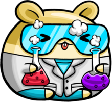 Cute Hamster Chemist Cartoon Style png