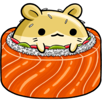 hamster mignon portant un costume de sushi png