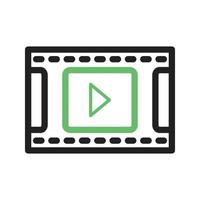 línea de carrete de video icono verde y negro vector