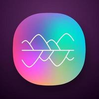 Music frequency level app icon. Vibration, noise level curves. Sound waves, waveforms. Digital soundwave, soundtrack rhythm. UI UX user interface. Web, mobile application. Vector isolated illustration