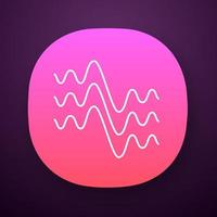 icono de la aplicación de líneas onduladas que fluyen. ondas sonoras fluidas paralelas. sonido, ondas de audio. formas de onda orgánicas abstractas. amplitud de vibración. interfaz de usuario ui ux. web, aplicación móvil. ilustración vectorial aislada vector