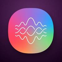 Abstract fluid overlapping waves app icon. Music rhythm. Digital soundwave, flowing waveform. Sound volume, dj equalizer. UI UX user interface. Web or mobile application. Vector isolated illustration