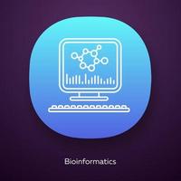 icono de la aplicación de bioinformática. investigación del genoma humano. análisis de información bioquímica por computadora. bioingeniería interfaz de usuario ui ux. aplicación web o móvil. ilustración vectorial aislada vector