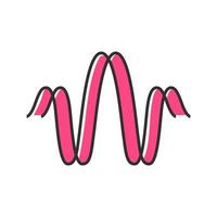 Pink parallel sound waves color icon. Digital soundwave. Voice recording, radio signal logotype. Soundtrack, music playing frequency. DJ equalizer, audio volume. Isolated vector illustration