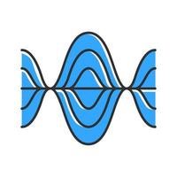 Voice recording color icon. Vibration, noise level, frequency blue curves. Audio volume, frequency. Music player logo. Soundtrack playing. Soundwaves, wavy lines. Isolated vector illustration