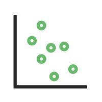 diagrama de dispersión i línea icono verde y negro vector