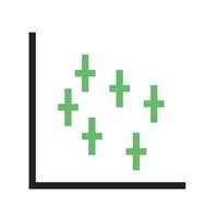 Scatter Plot II Line Green and Black Icon vector