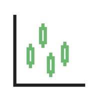 gráfico de velas línea icono verde y negro vector