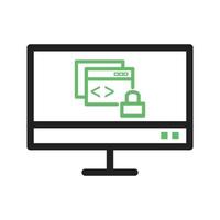 Secure Code Line Green and Black Icon vector