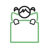 Lying in Bed Line Green and Black Icon vector