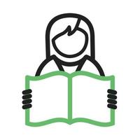 línea de libro de lectura icono verde y negro vector