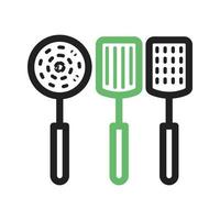 Spatulas Line Green and Black Icon vector