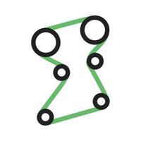 Timing Belt Line Green and Black Icon vector