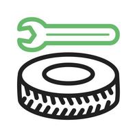 Tyre Repair Line Green and Black Icon vector