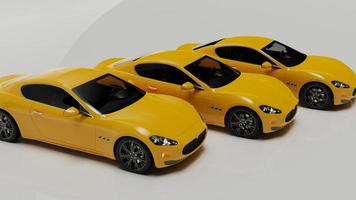 auto yellow. 3d illustration of fragments of vehicles on a white background. photo