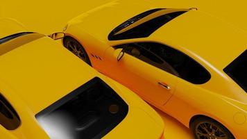 auto yellow. 3d illustration of fragments of vehicles on a white background. photo