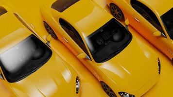 auto yellow. 3d illustration of fragments of vehicles on a white background. photo