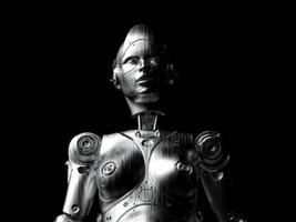 mujer robótica. retrato de primer plano. abstracción sobre el tema de la tecnología y los juegos. ilustración 3d foto