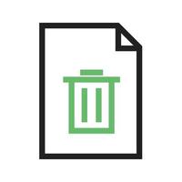 Trash Document Line Green and Black Icon vector