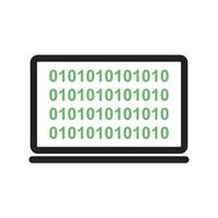 Computer Binary Code Line Green and Black Icon vector
