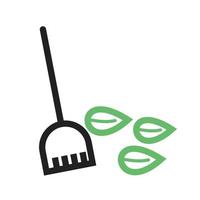 Sweep leaves Line Green and Black Icon vector