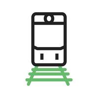 línea de tren icono verde y negro vector