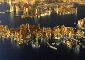 gran ciudad en la vista superior de las montañas. ilustración en diseño gráfico casual. fragmentos nueva york 3d render foto