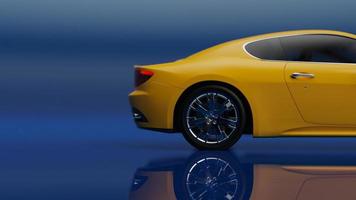 auto yellow. 3d illustration of fragments of vehicles on a blue uniform background. photo