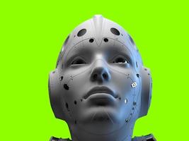 portrait of three robots close-up. isolated 3d illustration for use with dark background photo