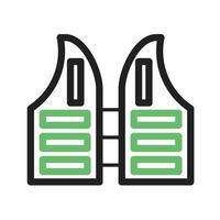 Life Vest Line Green and Black Icon vector