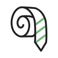 Rolled Tie Line Green and Black Icon vector