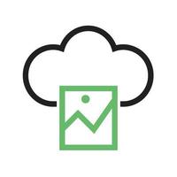 Images on Cloud Line Green and Black Icon vector