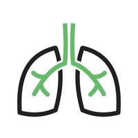 línea de pulmones icono verde y negro vector