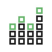 línea de gráfico de barras apiladas icono verde y negro vector