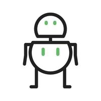 línea de robot icono verde y negro vector