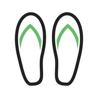 Slippers Line Green and Black Icon vector