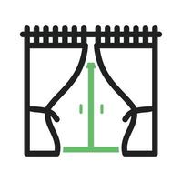 Curtains Line Green and Black Icon vector