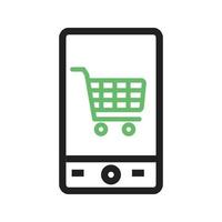 Mobile Shopping Line Green and Black Icon vector