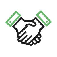 Handshake Line Green and Black Icon vector