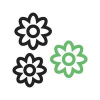 Flowers Line Green and Black Icon vector