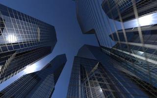 modern high-rise buildings against the sky. 3d illustration on the theme of business success and technology photo