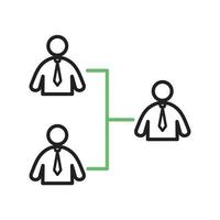 Connected User Line Green and Black Icon vector