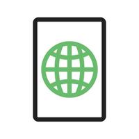 línea de informe global icono verde y negro vector