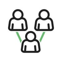 Connected Users II Line Green and Black Icon vector