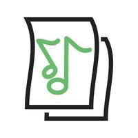 Music on Paper Line Green and Black Icon vector