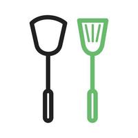 línea de utensilios de cocina icono verde y negro vector