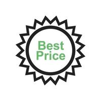 Best Price Tag Line Green and Black Icon vector